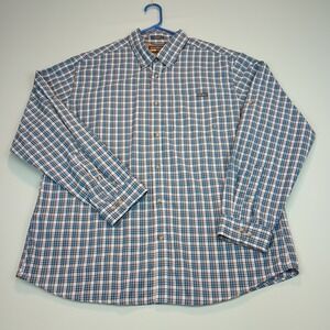 Eddie Bauer Shirt‎ Men' XL  Blue Tartan Plaid Long Sleeve Button Up Classic Fit